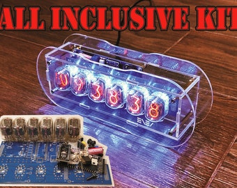 DIY Nixie Clock with 6 IN-12 tubes * Best Gift * Clear Enclosure & Colourful Backlight