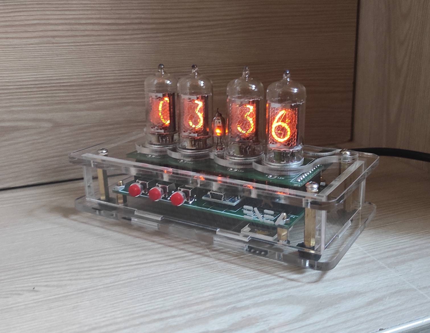 Four Z573 & Neon Dot Nixie Tubes Clock / Acrylic Plexiglas Etsy
