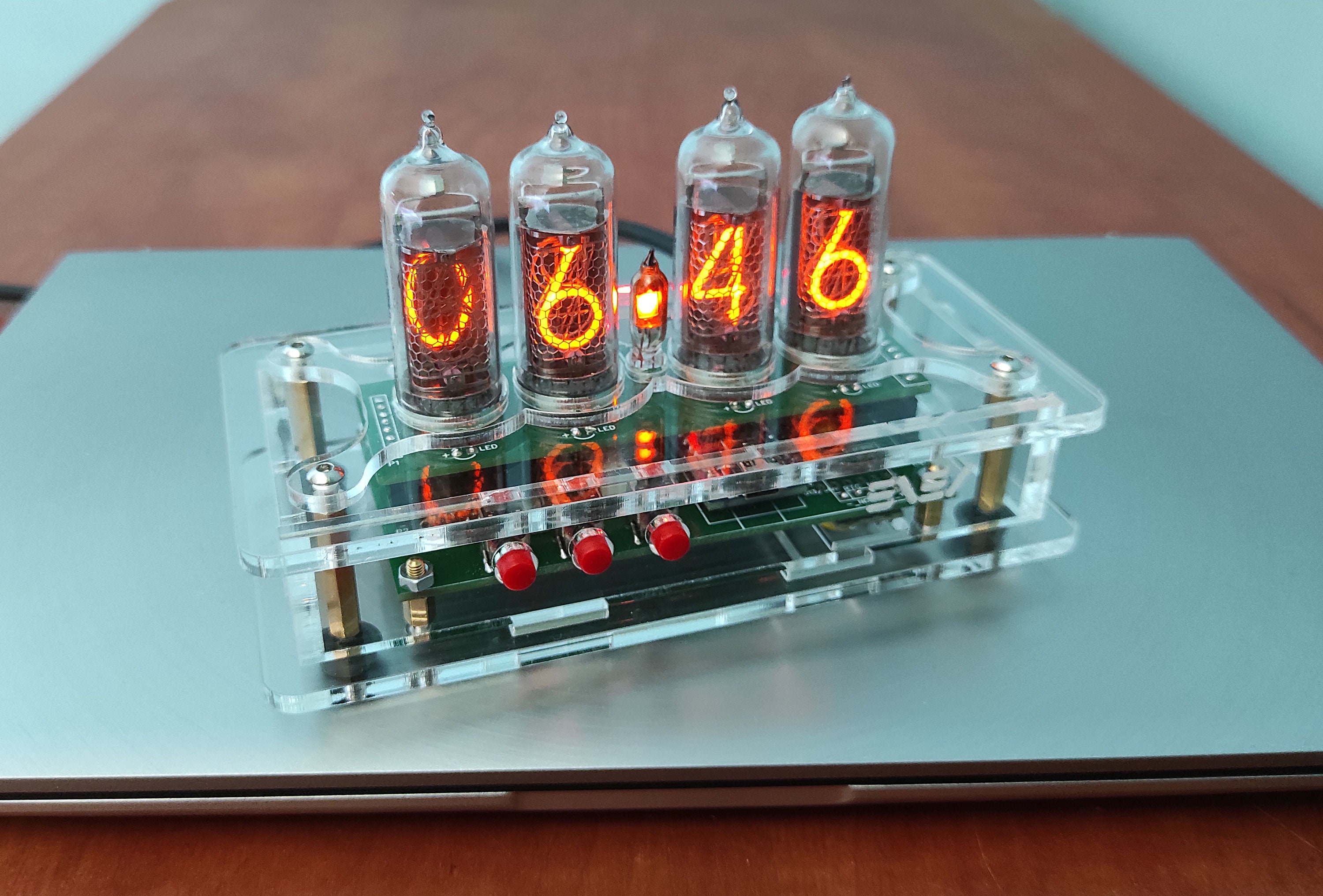 IN14 Nixie Tubes Clock with Transparent Case and Blue Etsy