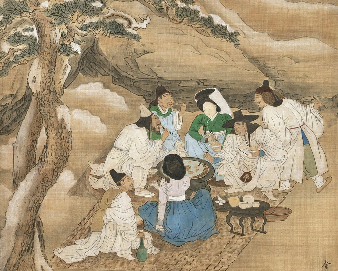 Korean Art Antique Korean Scroll Painting Wall Hanging Etsy