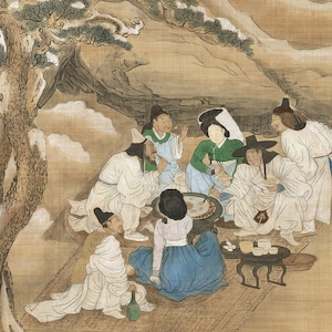 Korean Art, Antique Korean Scroll Painting, Wall Hanging Design, Korean Hanging Scroll, Unique Korean gift, Korea, Korean antique