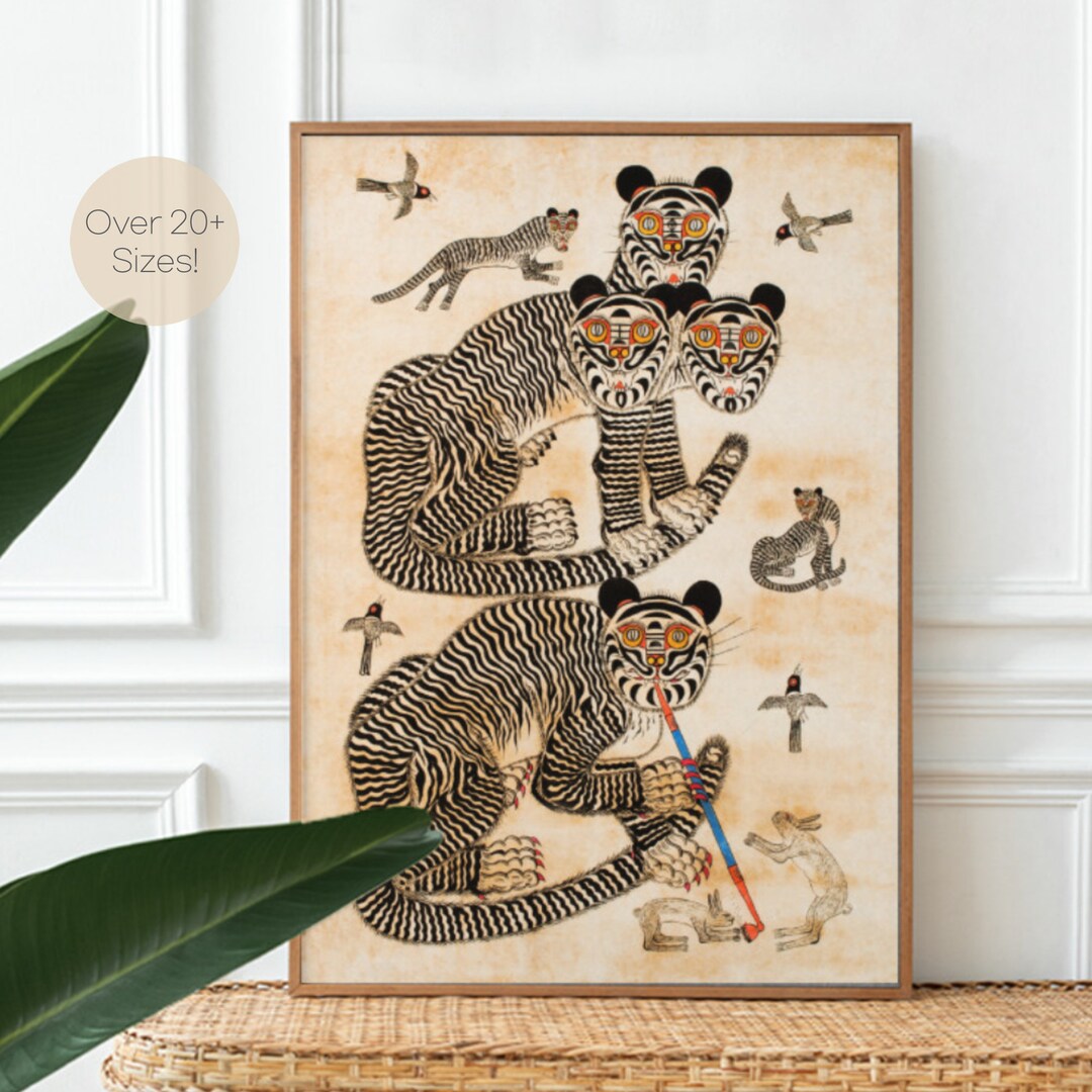 Tiger Printable Wall Art Korean Art Vintage Wall Art Vintage Tiger ...