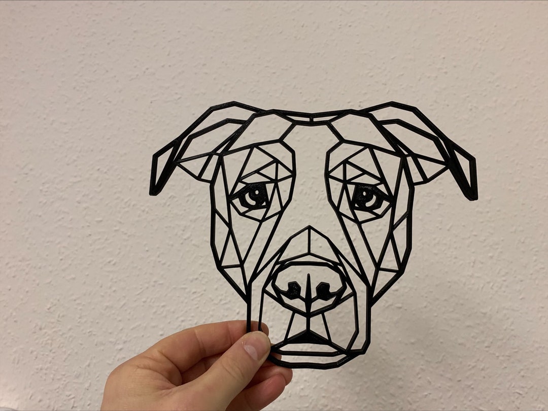 Geometric Staffordshire Bull Terrier Staffy Dog Pet Head Wall Art Decor