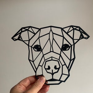 Geometric Staffy Puppy Staffordshire Bull Terrier Dog Pet Wall Art Decor Hanging Decoration 3D Printed