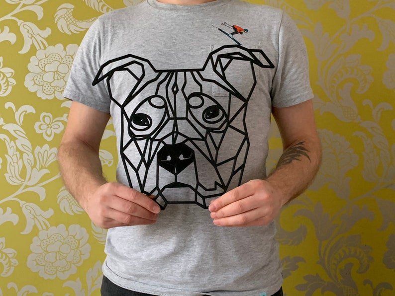 Geometric Staffordshire Bull Terrier Dog Wall Art Decor Etsy