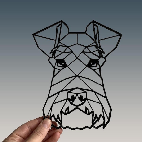 Geometric Schnauzer Dog Wall Art - Dog Lover Gift Idea - 3D Printed - Gifts for Pet Lovers