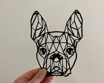 Geometric Boston Terrier Dog Pet Wall Art Decor Hanging Decoration 3D Printed