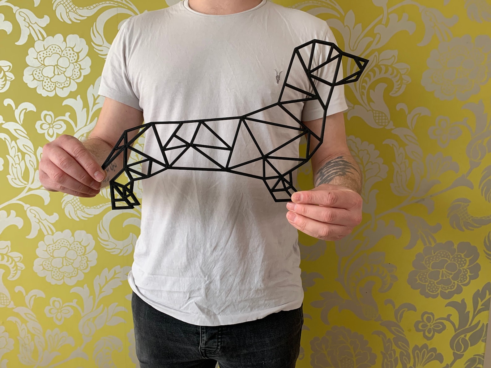 Origami Geometric Sausage Dog Dachshund Pet Wall Art Décor Etsy France