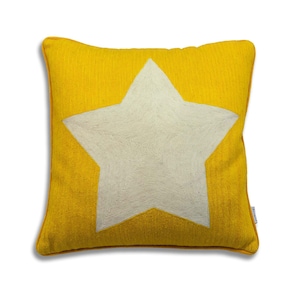 A Pillow of Crewel Work on Linen with Velvet Backing A Pillow of Crewel Work on Linen with Velvet Backing
