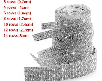 Self Adhesive Crystal Rhinestone Ribbon DIY Decoration Diamond Bling Ribbons Wrap Mesh Glittering Sticker Roll 1 Meter