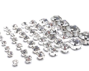 Sew On Clear Crystal Diamante Rhinestones 20x 8mm claws silver back