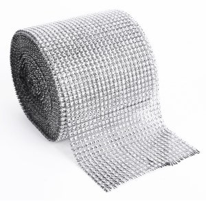 1M Diamond Diamante Sparkly Strass Effect Zilveren Lint voor Kleding Bruidsjurk Taart Decoratie Naaiaccessoire