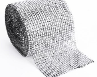 1M Diamond Diamante Sparkly Rhinestone Effect Silver Ribbon for Clothing Bridal Dress Cake Decoration Sewing Accessory