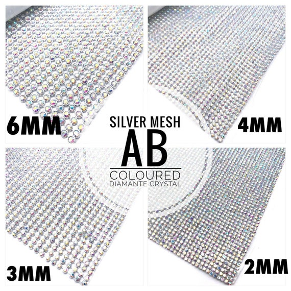 Ab Crystal Silver Iron On Diamante Transfers Strips Hot Fix Etsy