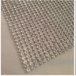 Strijken op Chaton Silver Mesh met Clear Diamante voor bruiloft naaien kleding Crafts Projecten Werk Kostuum Decoratie DIY