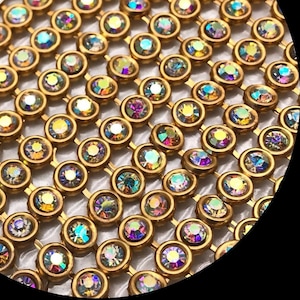 Chaton Diamante Gold Mesh mit AB Kristallstreifen für Hochzeit Nähen Bekleidung Basteln Projekte Arbeit Kostüm Dekoration DIY