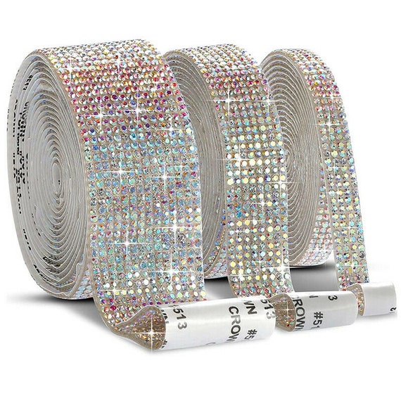 1/2/3 Yards Resin Rhinestone Ribbon Self Adhesive Diamond Ribbon Crystal  Roll Glitter Resin Diamond Belt Bling For DIY Art Craft - AliExpress