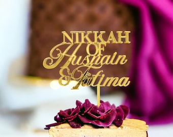 Personalised Acrylic Nikkah Cake Topper Charm Custom With Bride & Groom Name