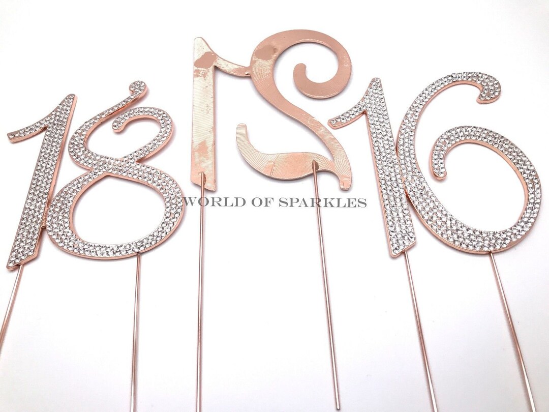 Diamante Rhinestone Cake Topper Rose Gold Numbers for Birthday Wedding ...