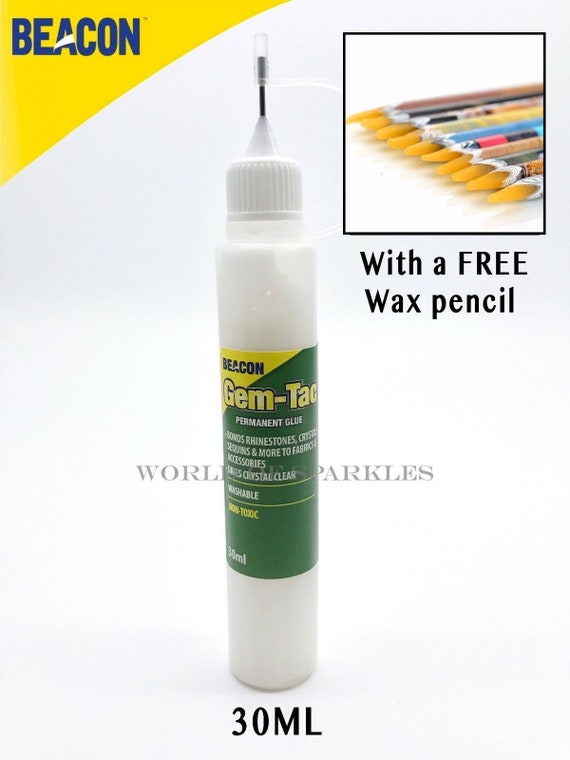 30ml Gem-tac Glue for Rhinestone Crystal Applying Needle Precision Tip  Bottle Clothing Crafts Projects DIY With 1 Wax Picker Pencil Free 