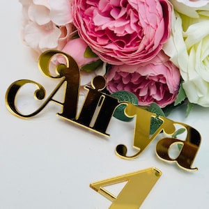 Personalised Acrylic Cake Charm Word Number 3&quot; 4&quot; 5&quot; 6&quot; Cake Topper Font C