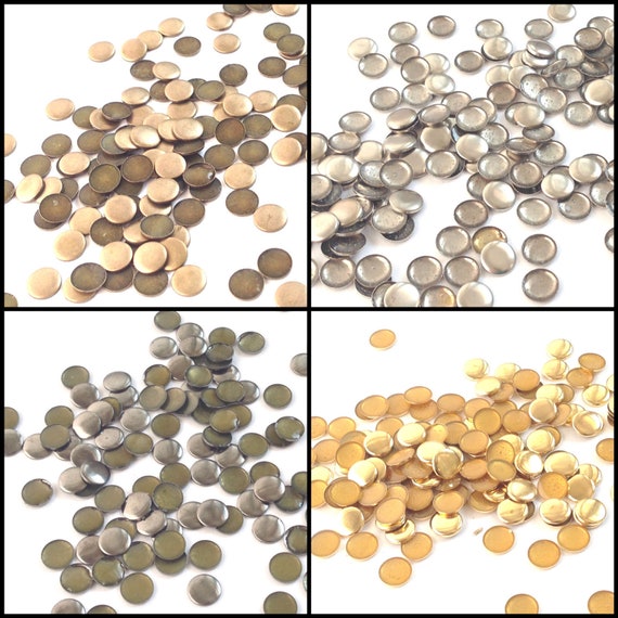 50pcs x Hotfix Iron On Round Metal Nail Head Studs Flat Beads for Decoration of Jeans Garments Costumes Bags Belts Crafts DIY