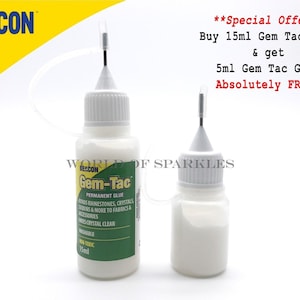 KÖP 15 ml FÅ 5 ml GRATIS - Gem-tac lim för kristallapplicering, precisionsnål, flaska för klädhantverk, banderolltillverkning