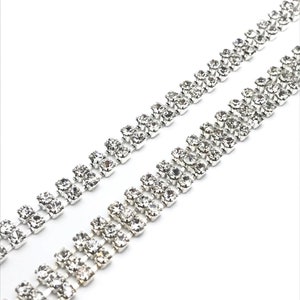 1m SS8 A++ Quality Diamante Crystal Chain Silver Chain Lace for Wedding Party Dress Clothing Cake Decoration Ribbon