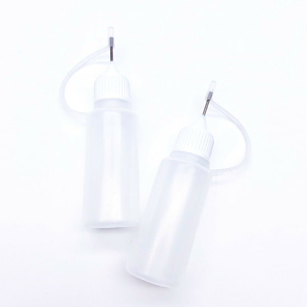 2 x 15ml Plastic Empty Squeezable Liquid Precision Tip Glue Applicator Bottle for Reuse Crafts & Art Accessory DIY