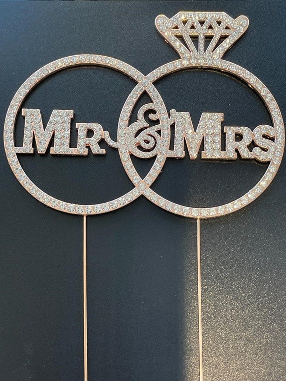 Diamond Cake Topper Silver Mr and Mrs Diamond Cake Topper Silver Mr and Mrs