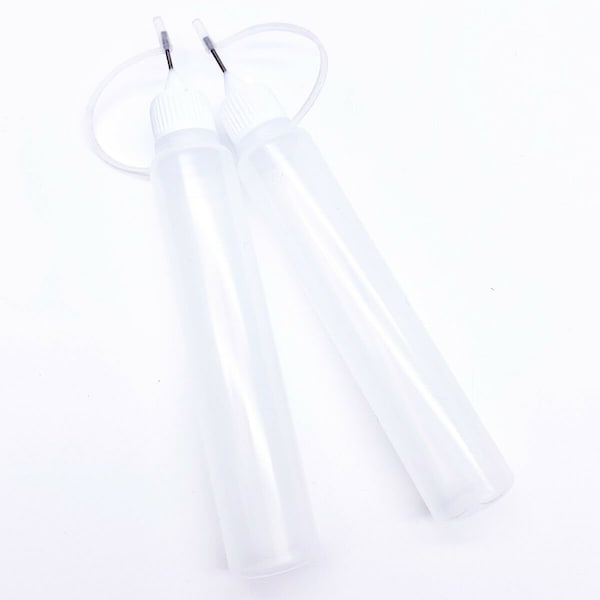 2 x 30ml Plastic Empty Squeezable Liquid Precision Tip Glue Applicator Bottle for Reuse Crafts & Art Accessory DIY