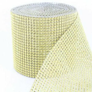 Fita de 50 cm com efeito de strass brilhante e diamante, fita dourada clara para roupas, vestido de noiva, decoração de bolo, acessório de costura