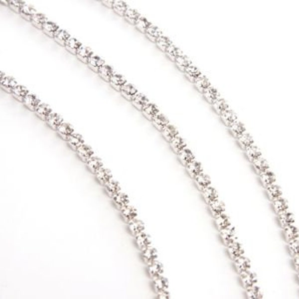 2M x SS18 Silver Sew On Diamante Diamond Crystal Rope Chain pour la robe de mariée Bijoux Making Cake Decoration