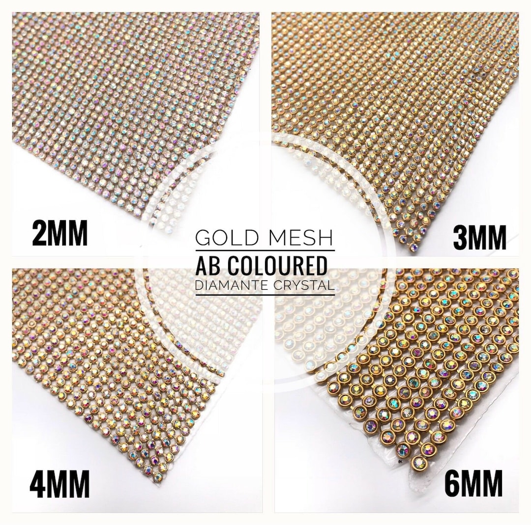 Clear AB Crystal Gold Iron on Diamante Transfers Strips Hot Etsy UK