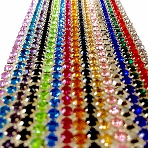 A ++ Ausgezeichnete Qualität 1 Meter Nähen Diamante Kristall Farbe Kette Handwerk Spitzenbesatz Klaue Strass Kette für die Schmuckherstellung