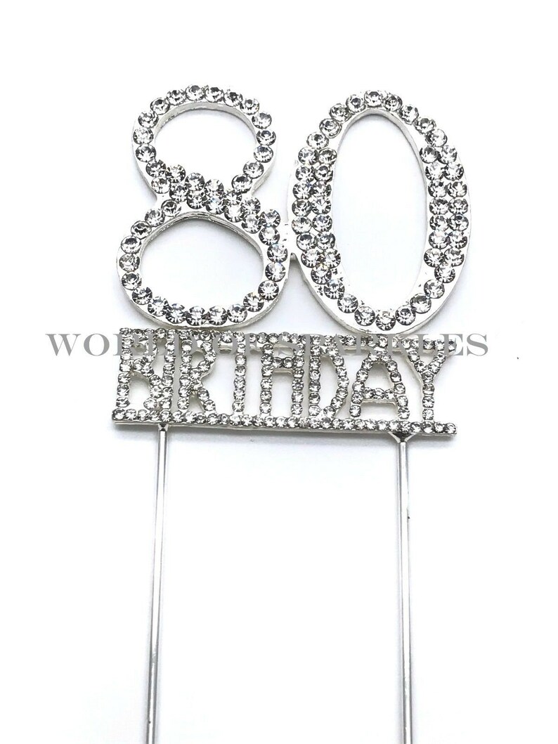 80 Silver 5.5cm Diamond Rhinestone Number Birthday Cake