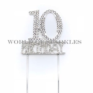 Silver 5,5 cm diamant strass nummer 10 tårtdekoration för födelsedagsfest bordsdekoration gör-det-själv