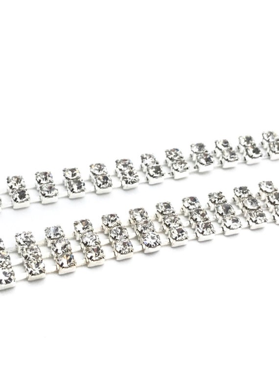Quality UK SS28 1 Meter Diamante Crystal Silver Spaced Out Crystal Chain A+