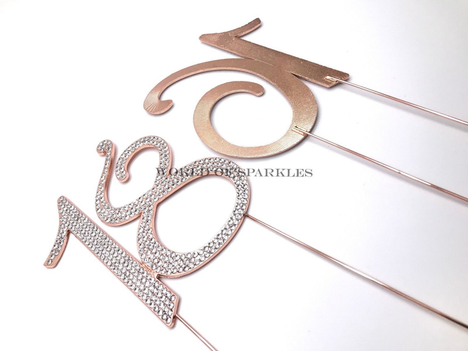Diamante Rhinestone Cake Topper Rose Gold Numbers for Birthday Wedding ...