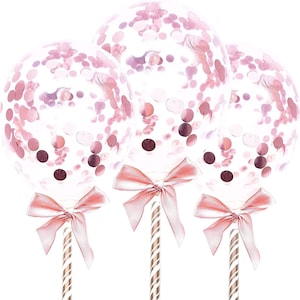 Confetti Latex Balloons Cake Toppers for Birthday Wedding Anniversary Ceremony Bridal Baby Shower Decorations, 5 pollici (Rose Gold, 3pcs)