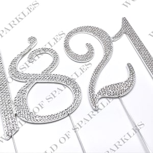 Silver 120mm Diamante Rhinestone Cake Topper Single Numbers for Birthday Wedding Anniversary Party Decoration DIY