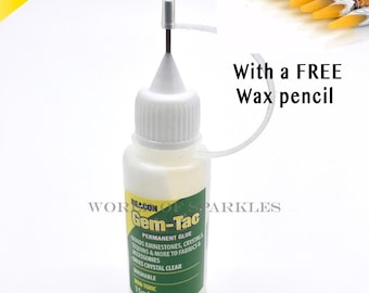 15ml Gem-tac Glue for Diamond Crystal Applying Needle Precision Tip Bottle Clothing Crafts Projects with 1 Wax Picker Pencil Free