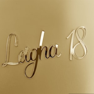 Personalised Acrylic Cake Charm Word Number 3&quot; 4&quot; 5&quot; 6&quot; Cake Topper Font A