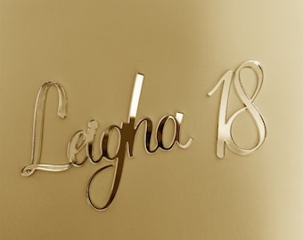 Personalised Acrylic Cake Charm Word Number 3" 4" 5" 6" Cake Topper Font A