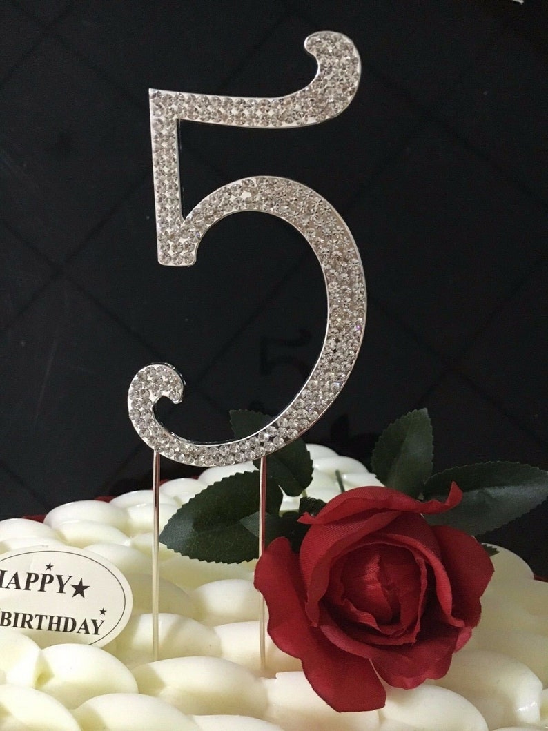 Diamante Rhinestone Cake Pick Topper for Birthday Party Celebration Family Function Cake Decoration in 4 Size Different Colour