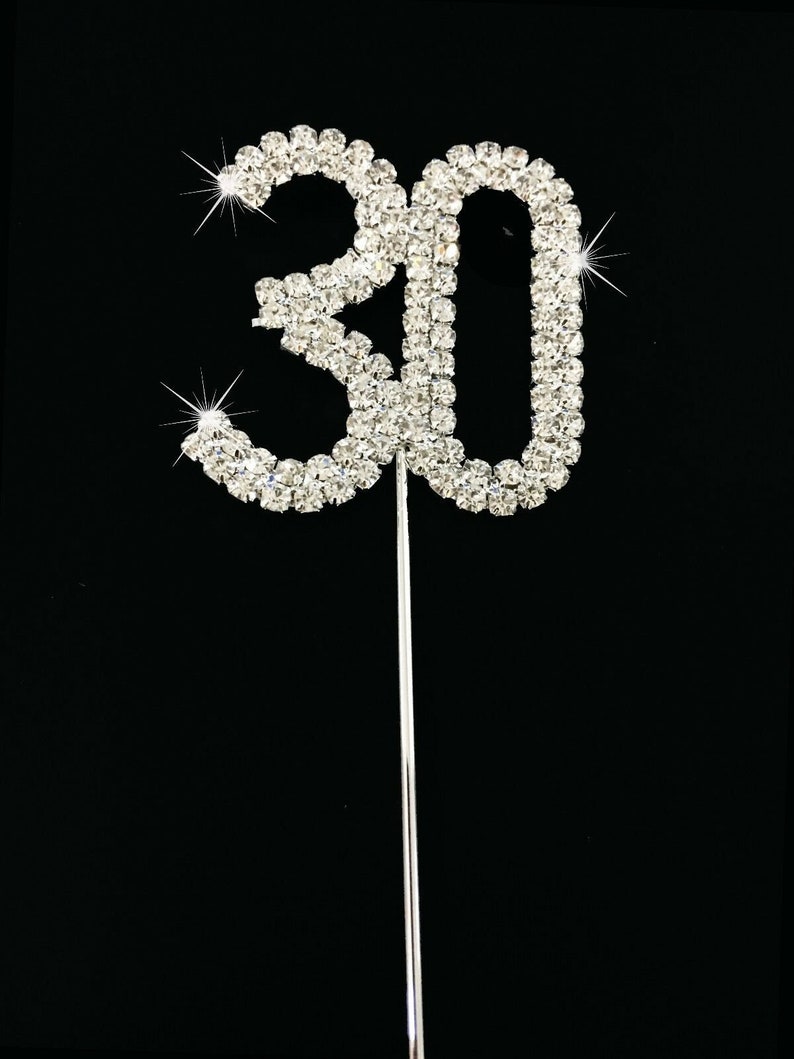 Diamante Rhinestone Cake Pick Topper in Silver for Birthday Party Celebration Family Function Cake Decoration in 4 Size image 5