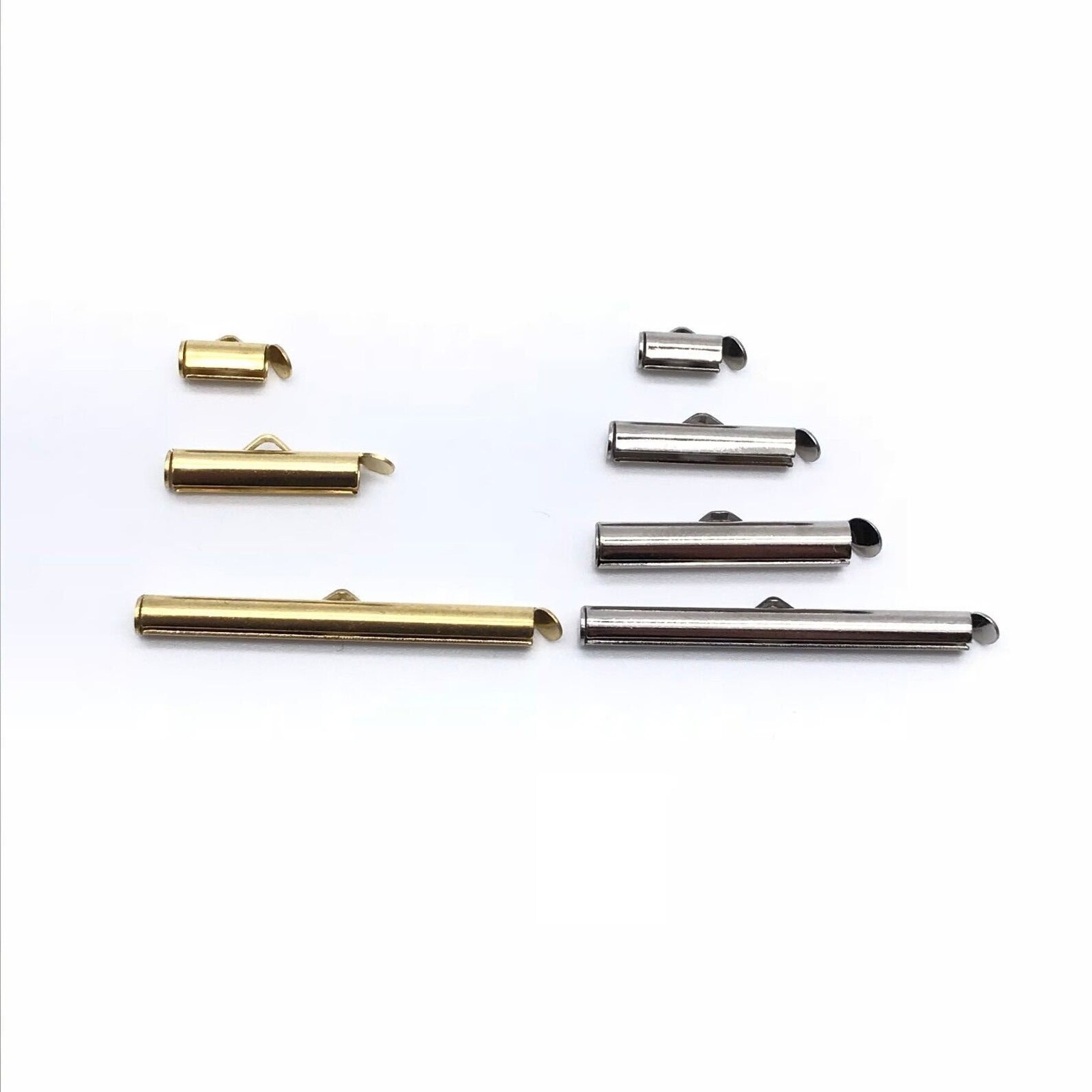 Slide on End Clasp Tubes Slider End Caps in Silver Gold for Etsy