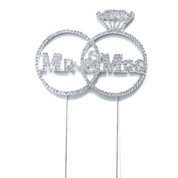 Diamond Cake Topper Silver Mr and Mrs Diamond Cake Topper Silver Mr and Mrs