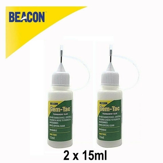 2 X 15ml Gem-tac Glue for Crystal Applying Needle Precision Tip Bottle for  Clothing Crafts Projects Banner Making DIY 
