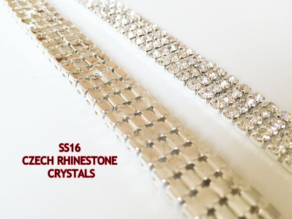 1Yard Crystal Rhinestone Trim 3-Rows Chain Belt Rope Ribbon Clothing Sewing  DIY